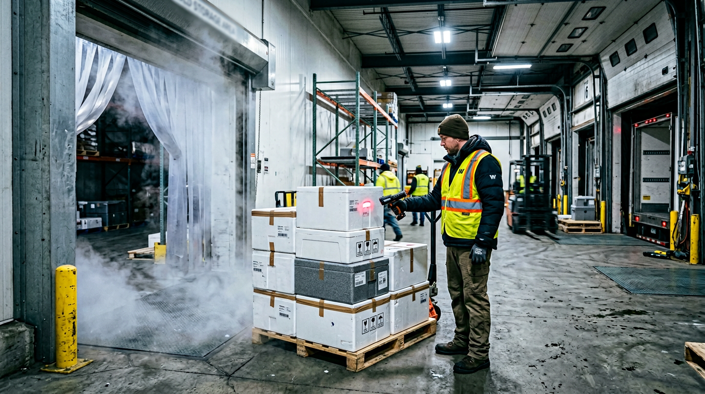 Shipping dock loading perishable cargo cold storage handoff quality inspection logistics