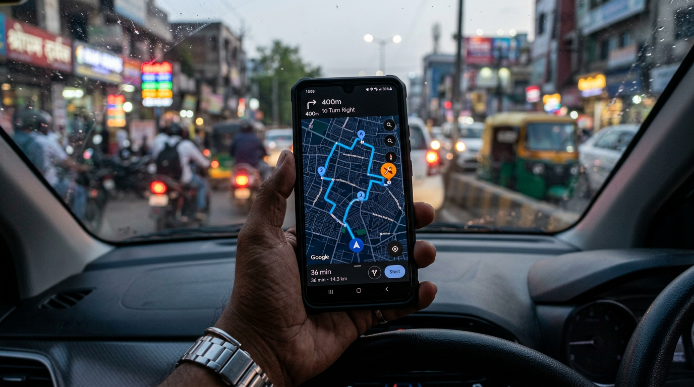 Smartphone city map navigation hyperlocal delivery route optimization field service