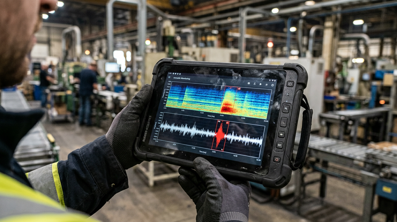 Industrial engineer tablet diagnostics smart factory SME Industry 4.0 maintenance app