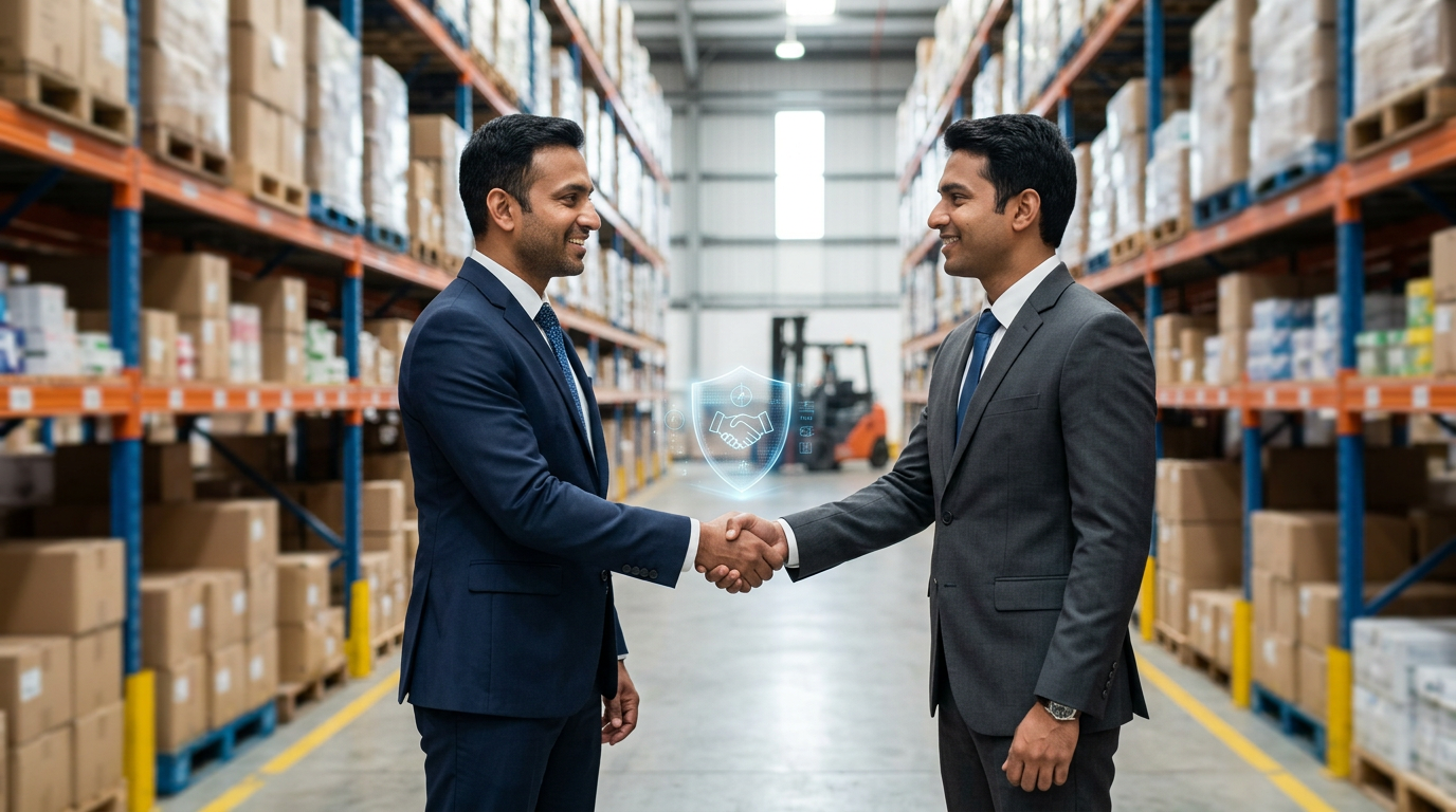 Business handshake partnership B2B trust network vendor credit startup